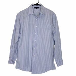 Tommy Hilfiger Slim-fit Men Button Front Stripe Shirt Blue Size L/16 32/33